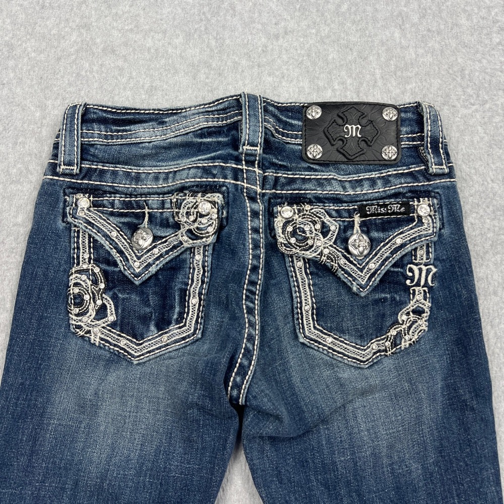Miss Me Skinny Jeans Girls 10 Blue Low Rise Rhinestone Embroidered Flap Pockets